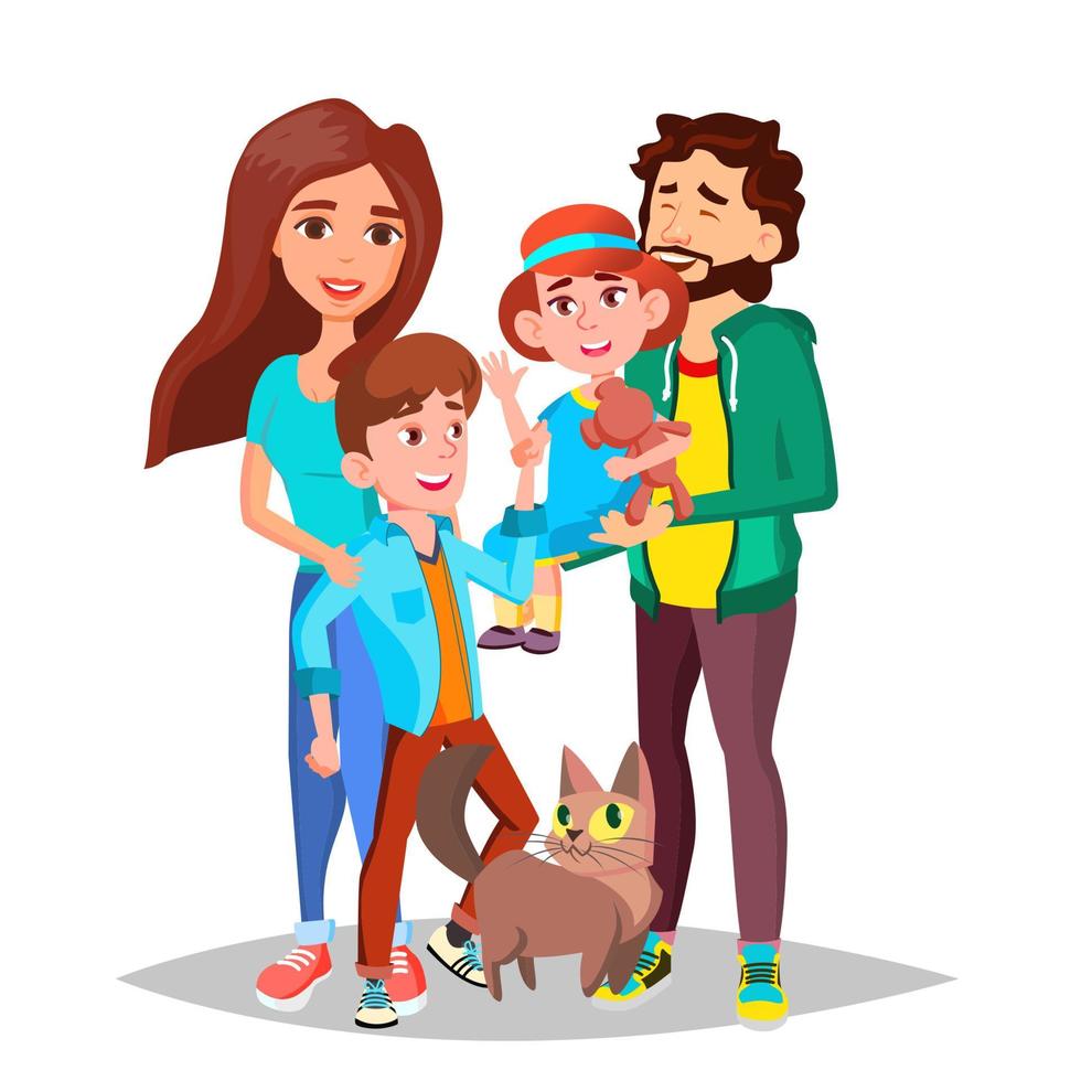 Family Vector. Dad, Mother, Kids. Happy. Portrait. Banner, Flyer, Brochure Design. Isolated Cartoon Illustration vector