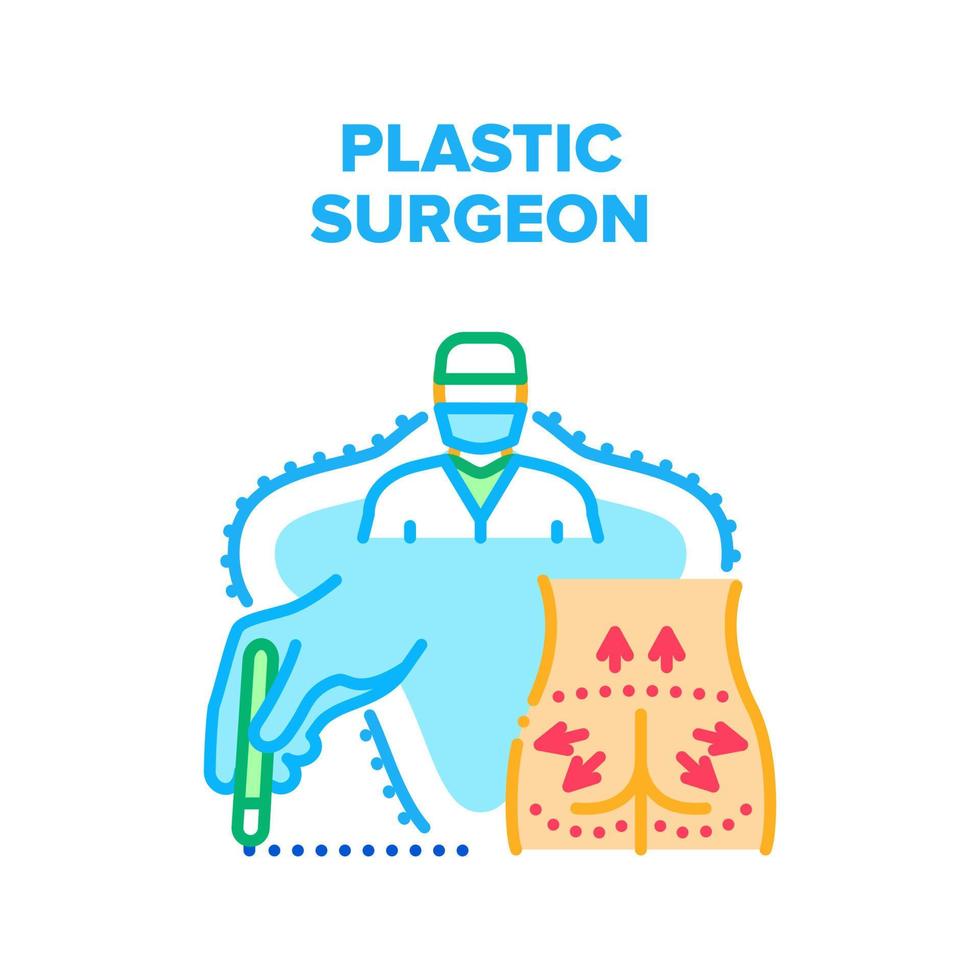 ilustración de color de concepto de vector de cirujano plástico