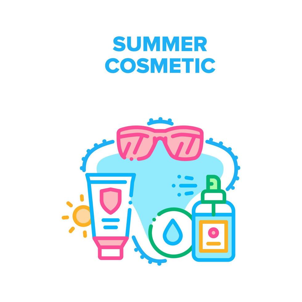 Summer Cosmetic Vector Concept Color Illustration