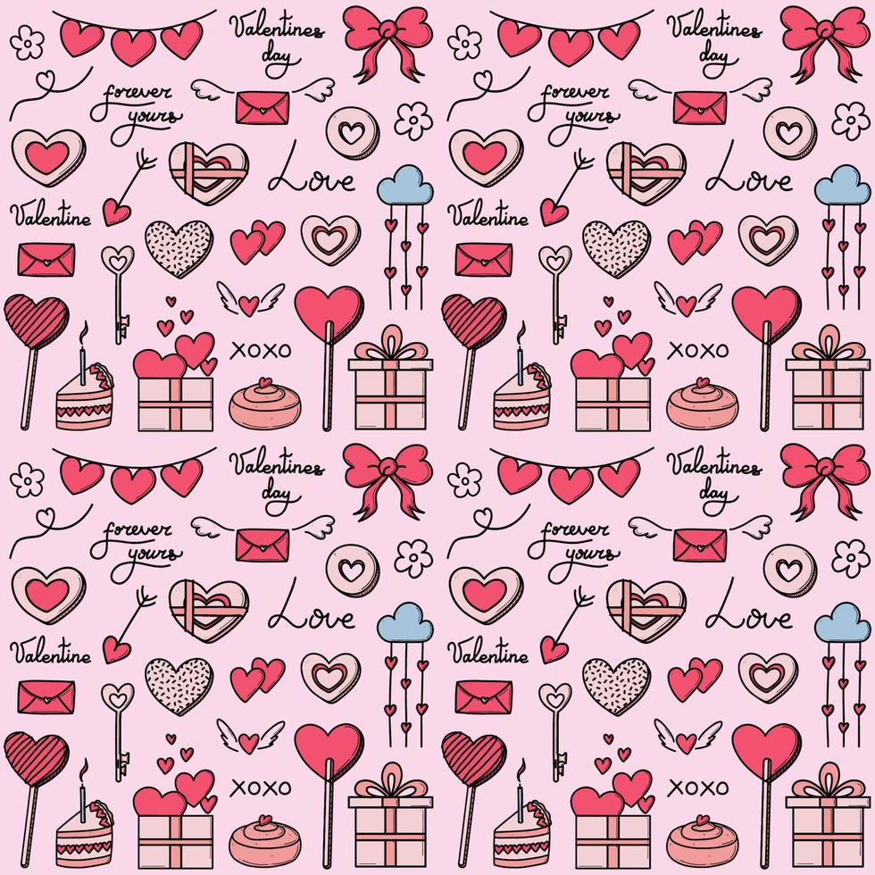 Valentines day vector seamless pattern