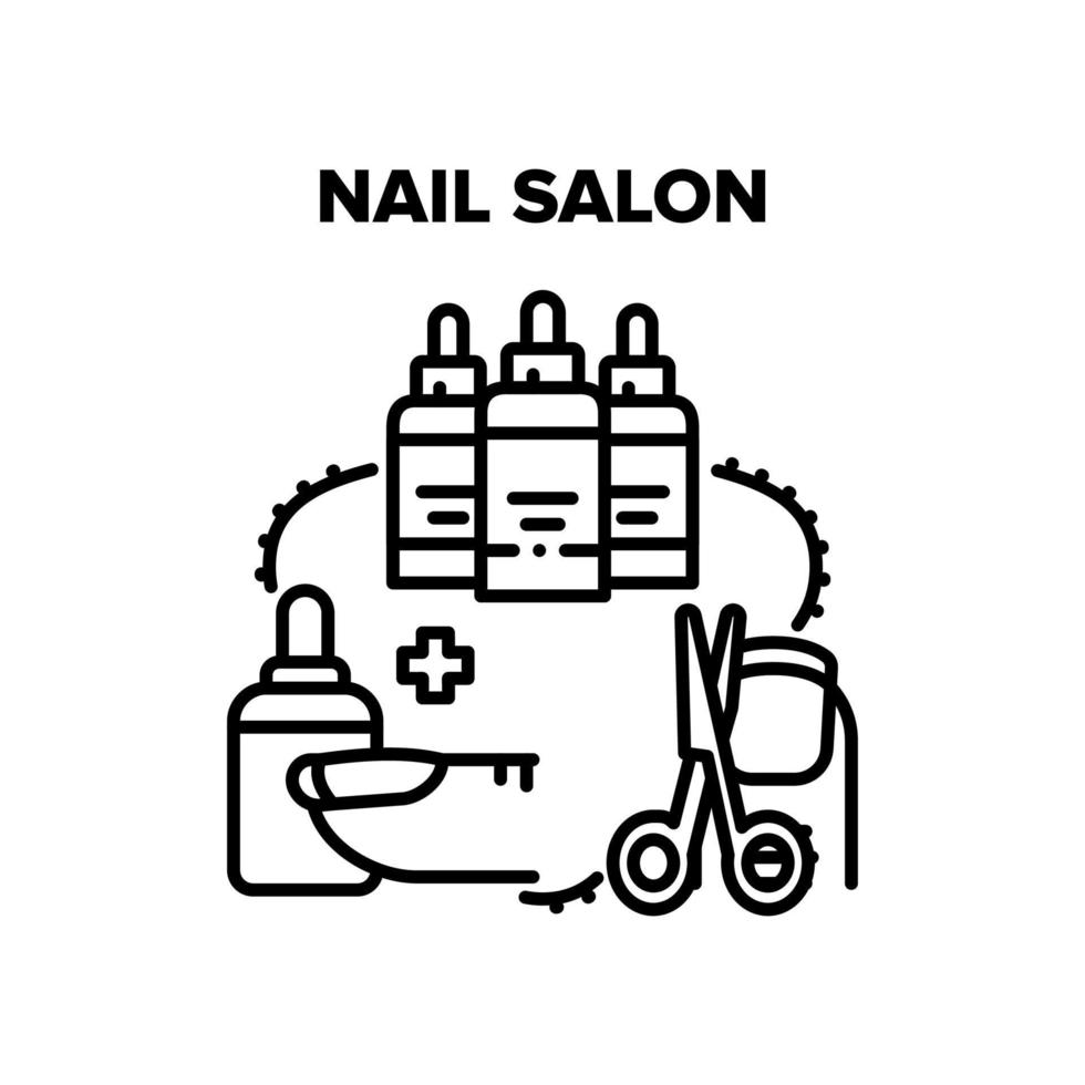 Nail Salon Treat Vector Black Illustrations