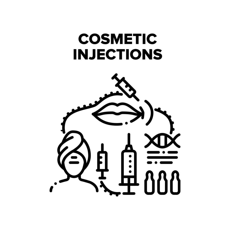 Cosmetic Injections Procedure Vector Black Illustration