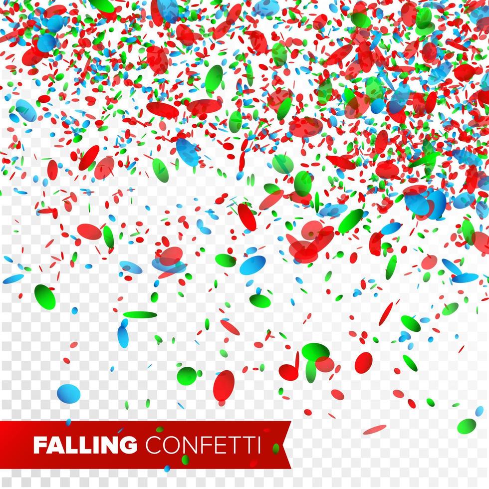 Confetti Falling Vector. Bright Explosion Isolated On White. Background For Birthday, Anniversary, Party, Holiday Decoration. vector