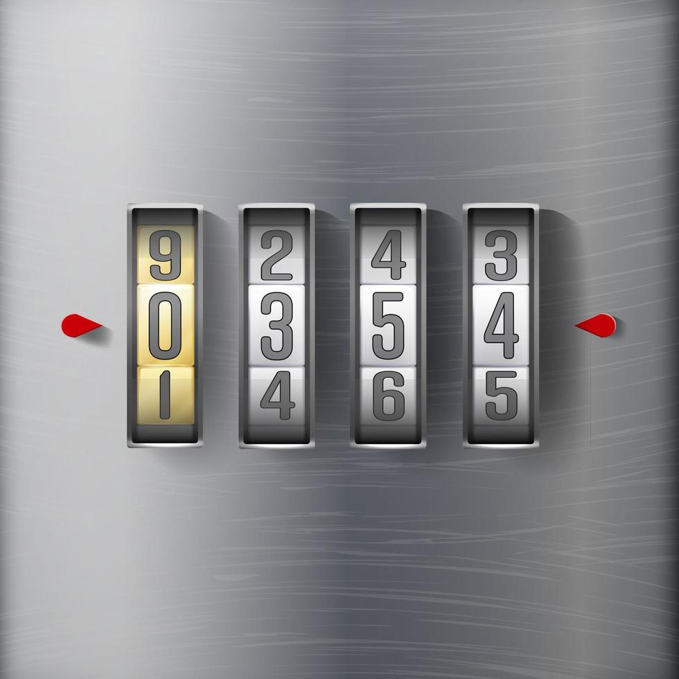 Combination Lock, Realistic Metal Vector