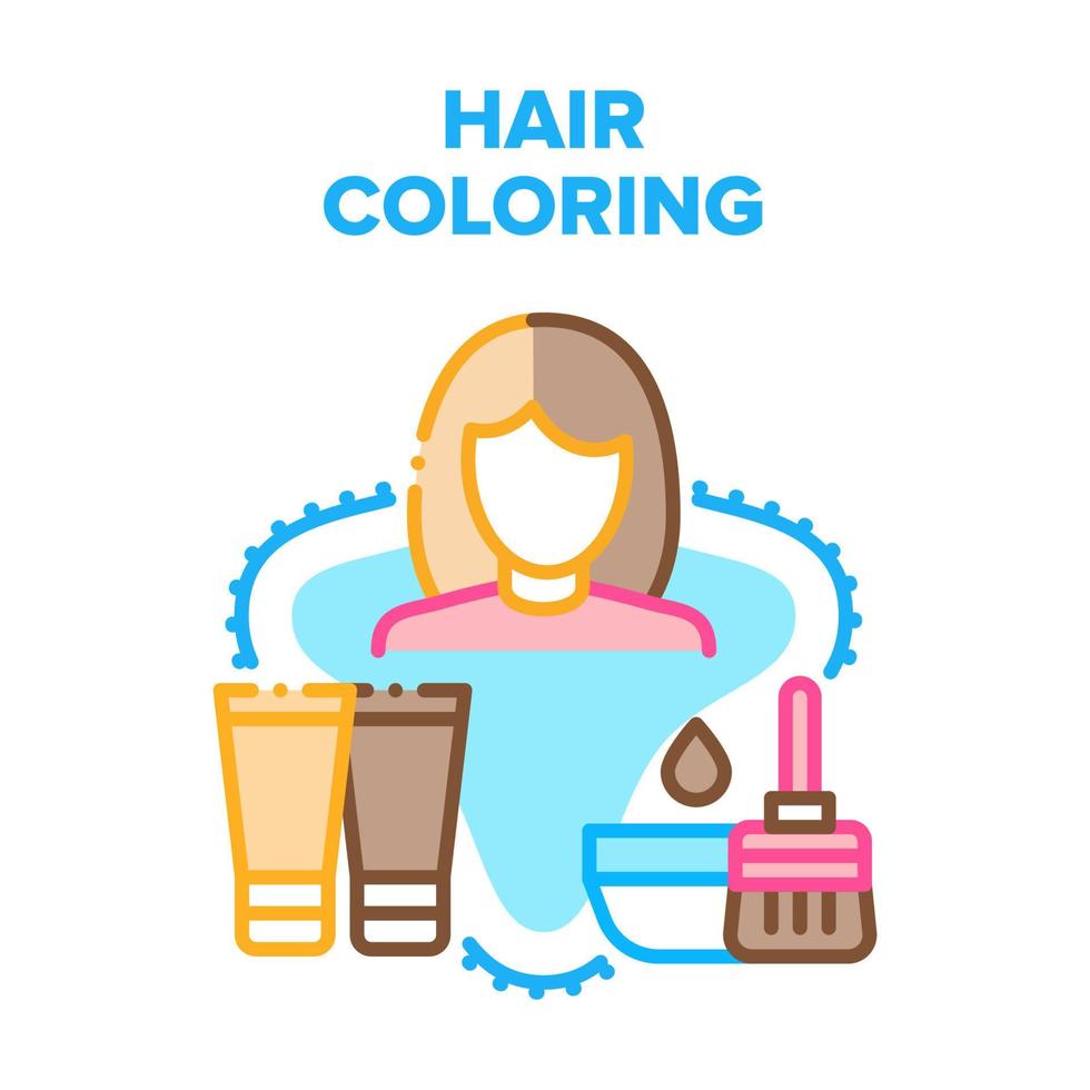 ilustración de color de concepto de vector de coloración de cabello