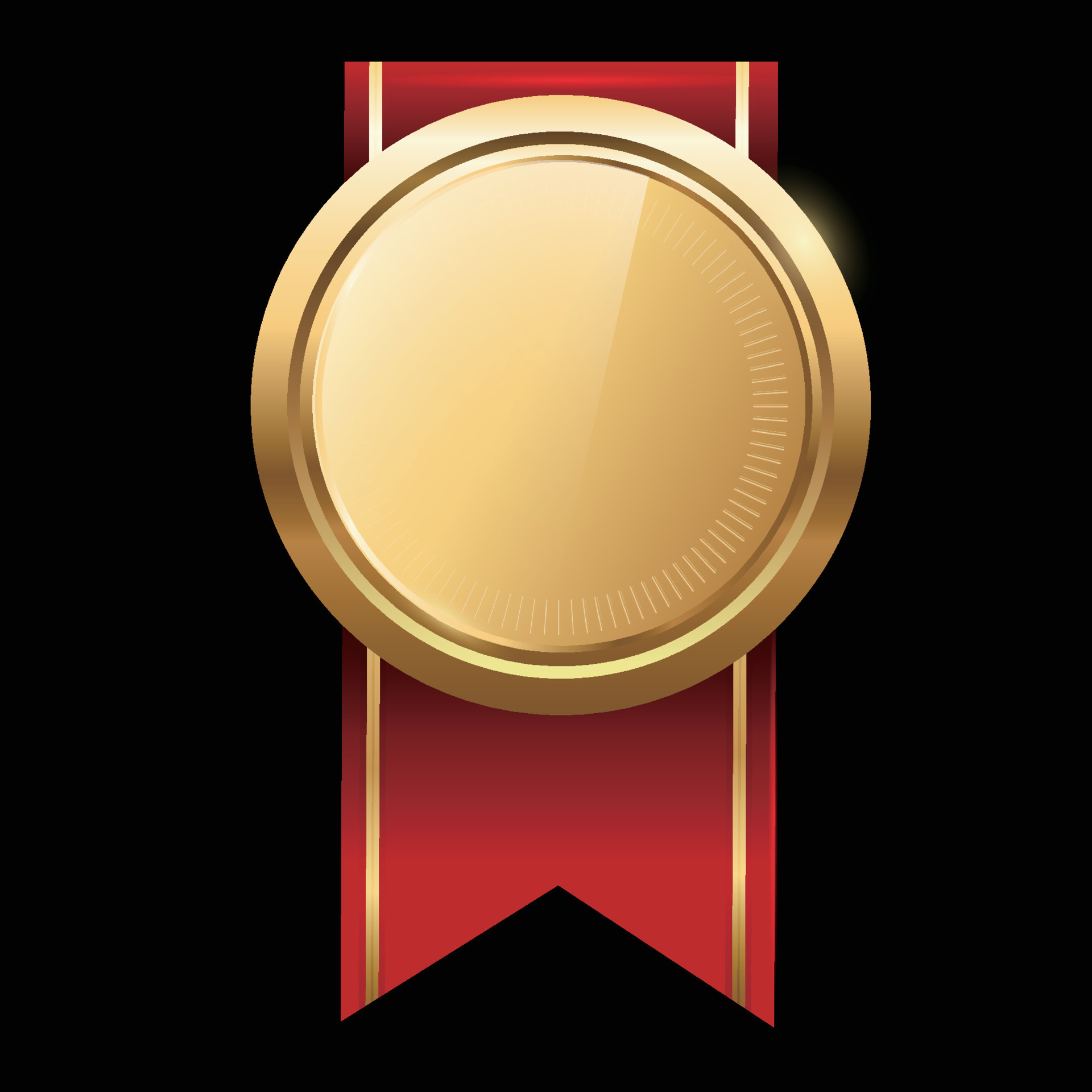 Golden bronze medal with red ribbon. .Champion and winner awards Sports