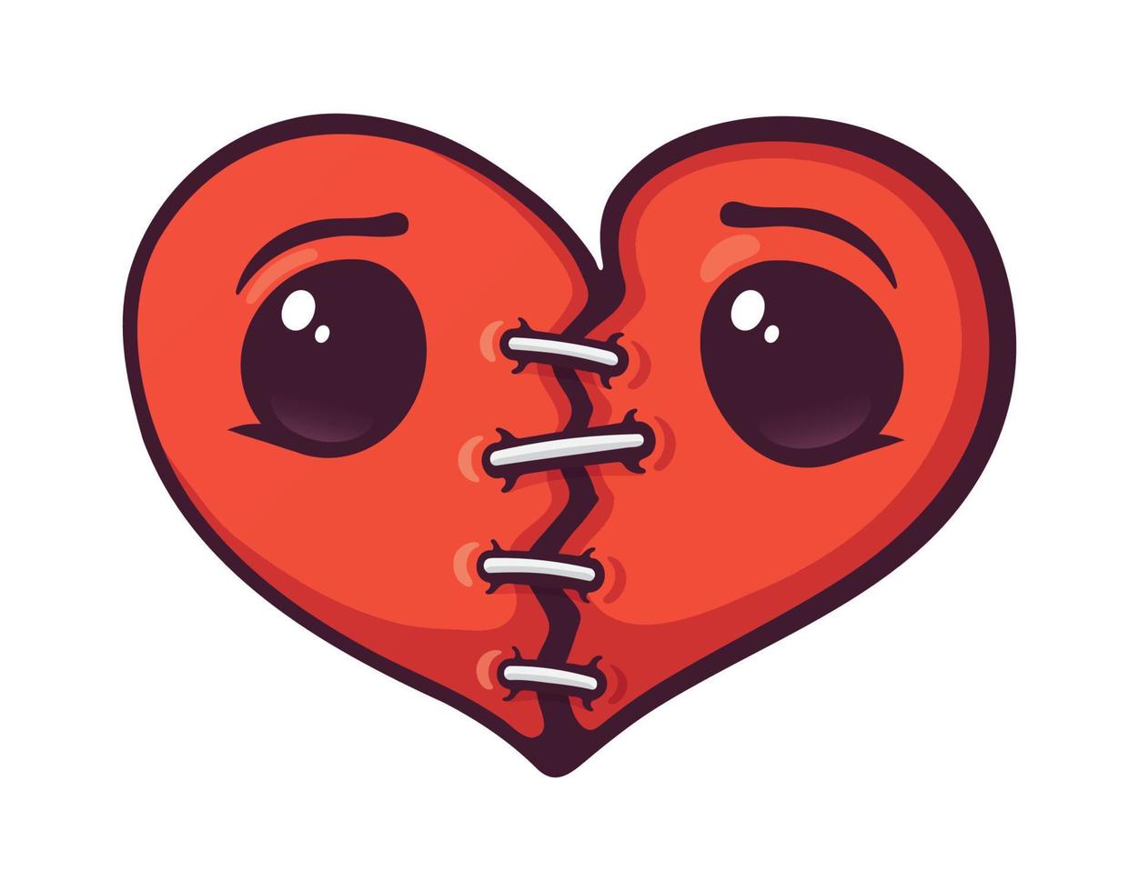 Cartoon illustration of  broken heart with eyes vector