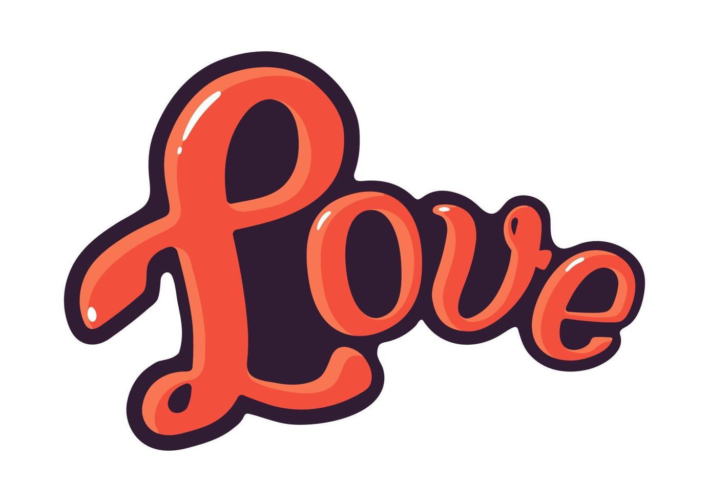 Cartoon illustration with the word love vector