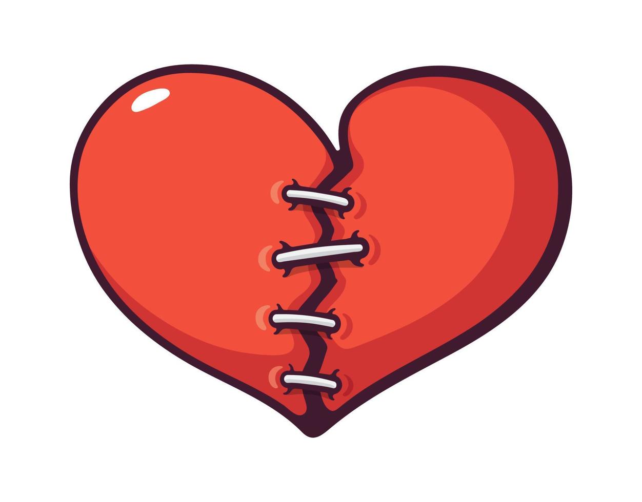 Cartoon illustration of broken heart vector