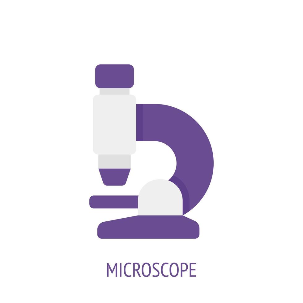 microscopio para investigación de laboratorio icono plano vector