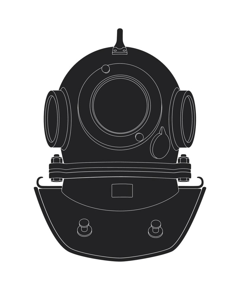 Retro diving helmet silhouette vector