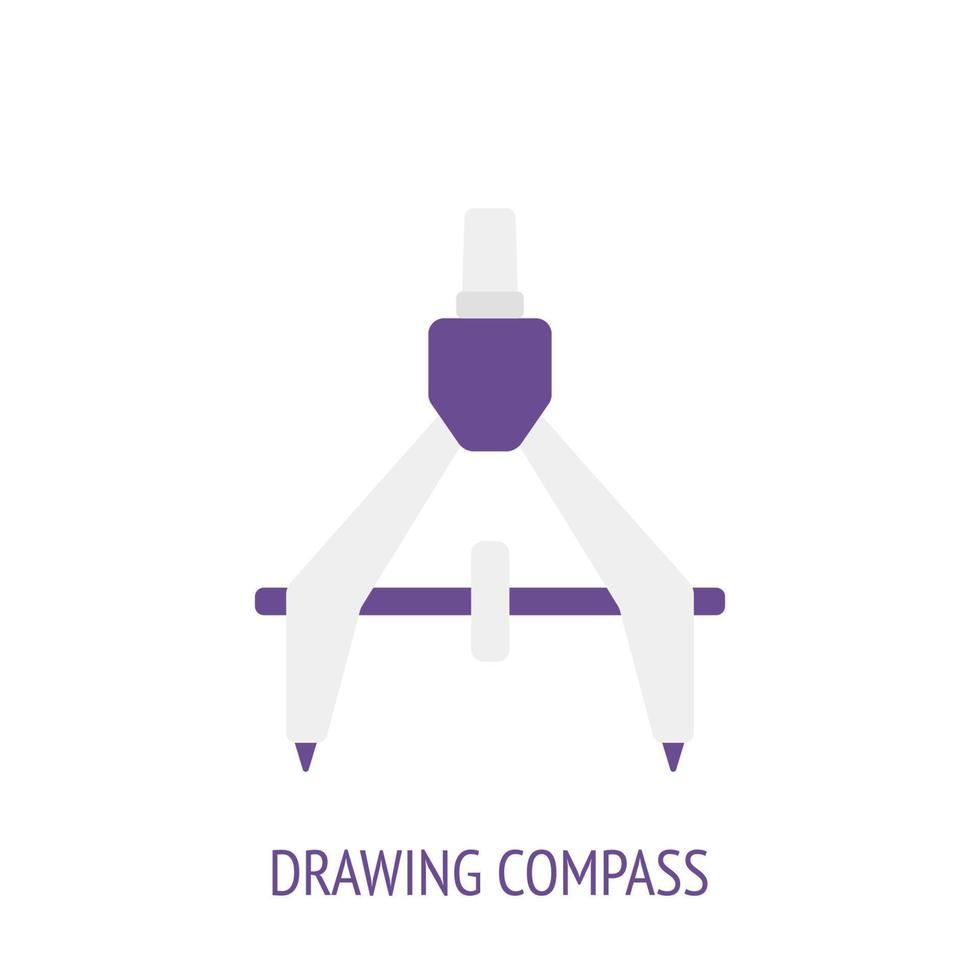 Drawing compass or pair of compasses flat icon vector