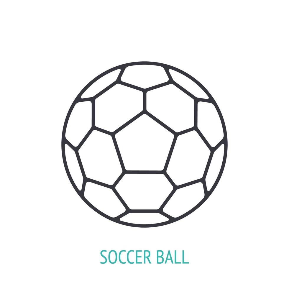 Leather soccer ball outline icon vector