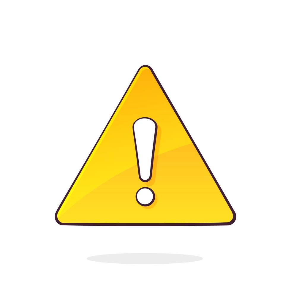 Yellow warning sign and exclamation mark inside vector