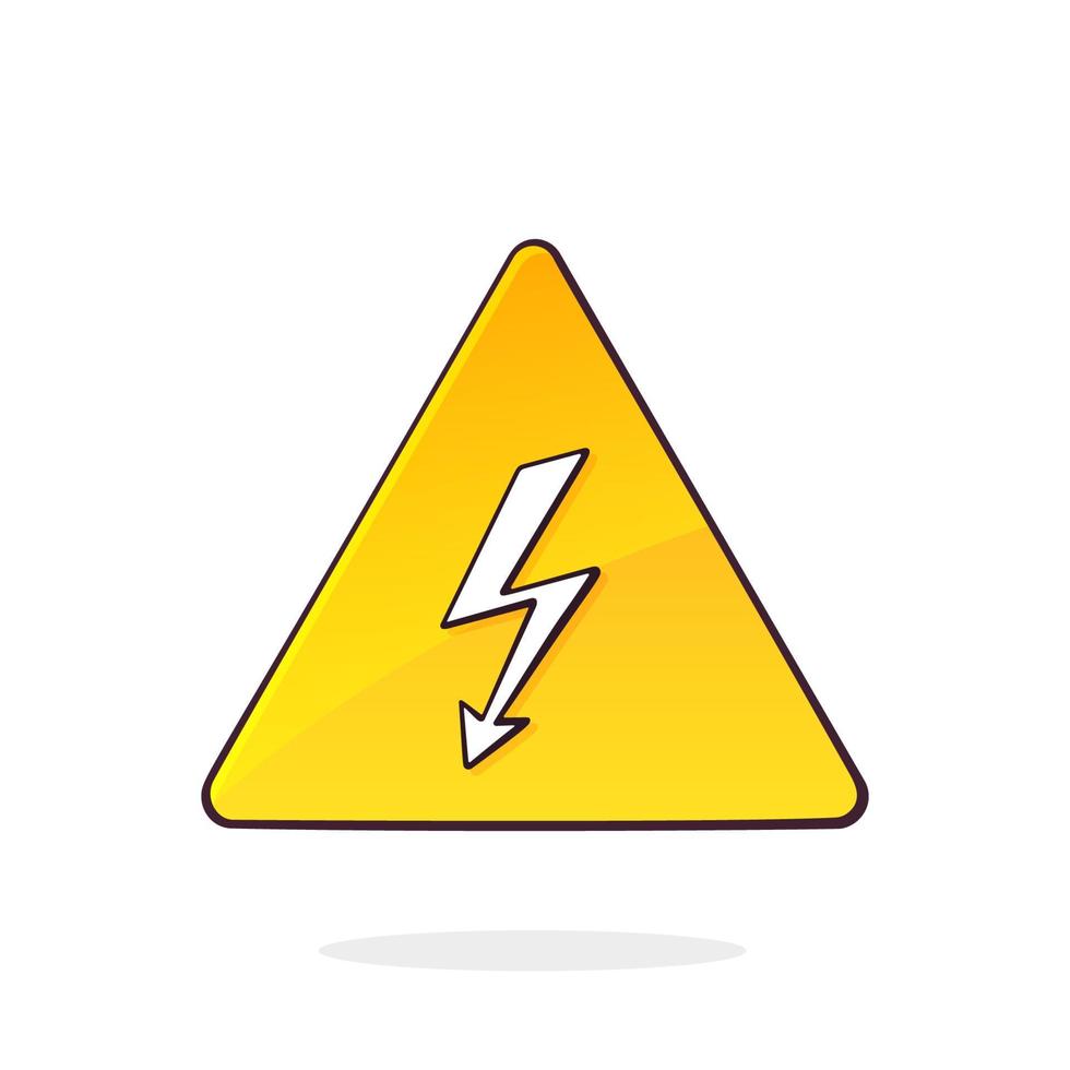 Yellow high voltage symbol with electric lightning. Triangular caution sign vector