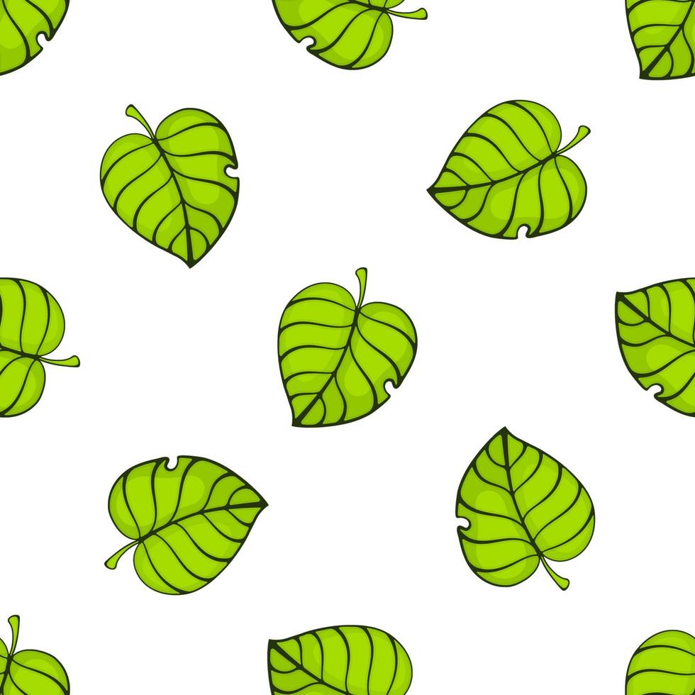 Seamless pattern with falling green tree leafs vector