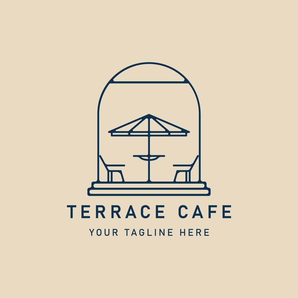 terraza café línea arte logo minimalista con emblema vector ilustración diseño