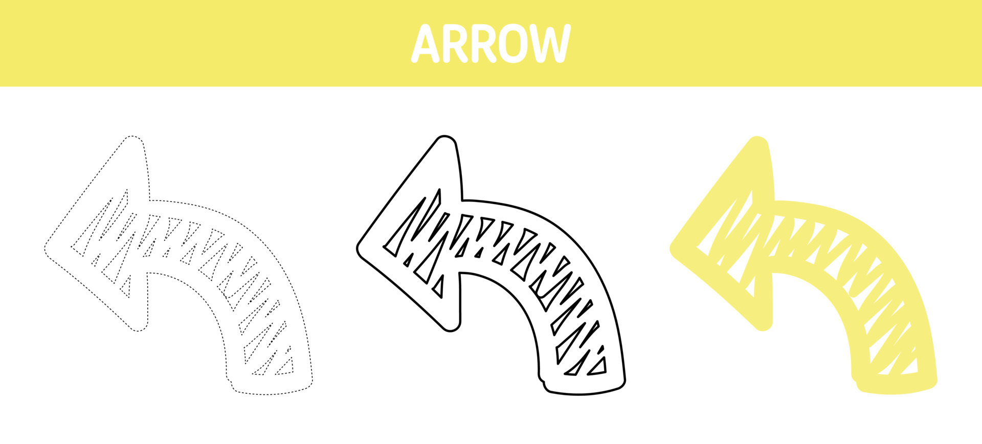 Arrow tracing and coloring worksheet for kids 17369319 Vector Art at