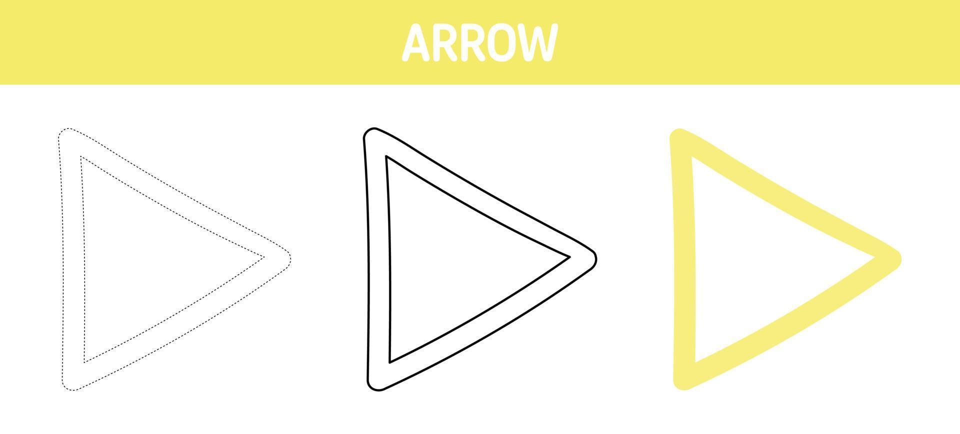 Arrow tracing and coloring worksheet for kids vector