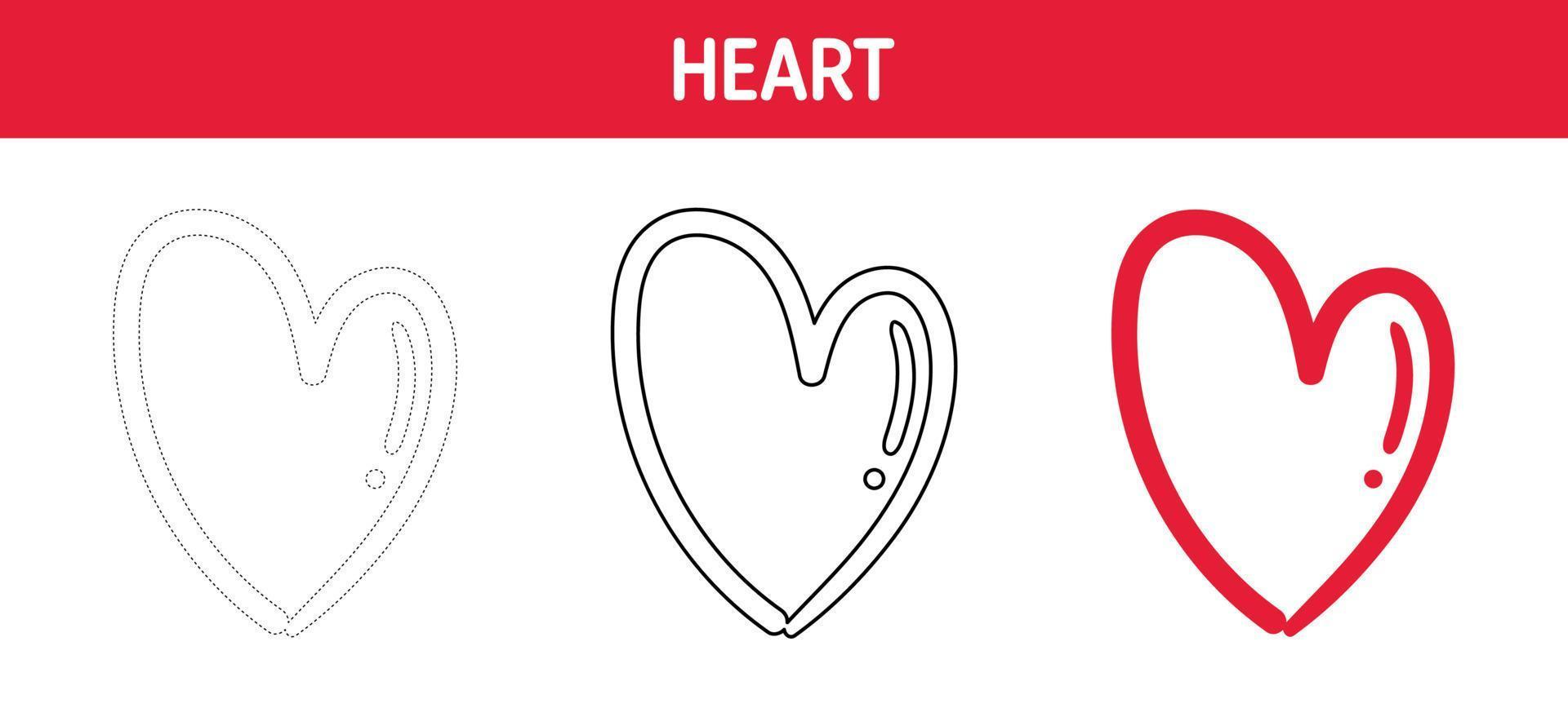 Heart tracing and coloring worksheet for kids 17369332 Vector Art at