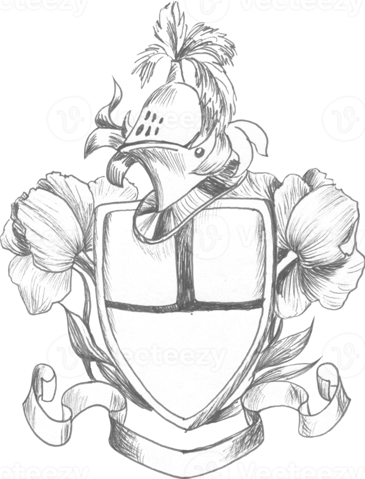 Graphic drawing of the family coat of arms for decorating a baroque wedding png