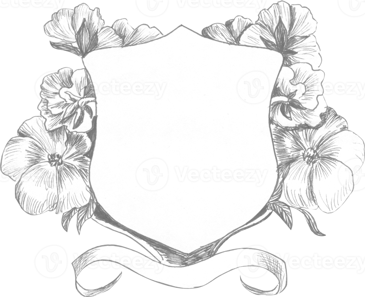 Graphic drawing of the family coat of arms for decorating a baroque wedding png