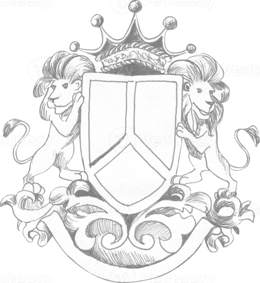 Graphic drawing of the family coat of arms for decorating a baroque wedding png