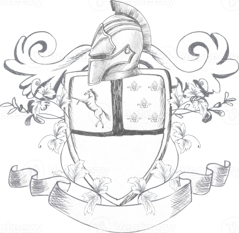 Graphic drawing of the family coat of arms for decorating a baroque wedding png