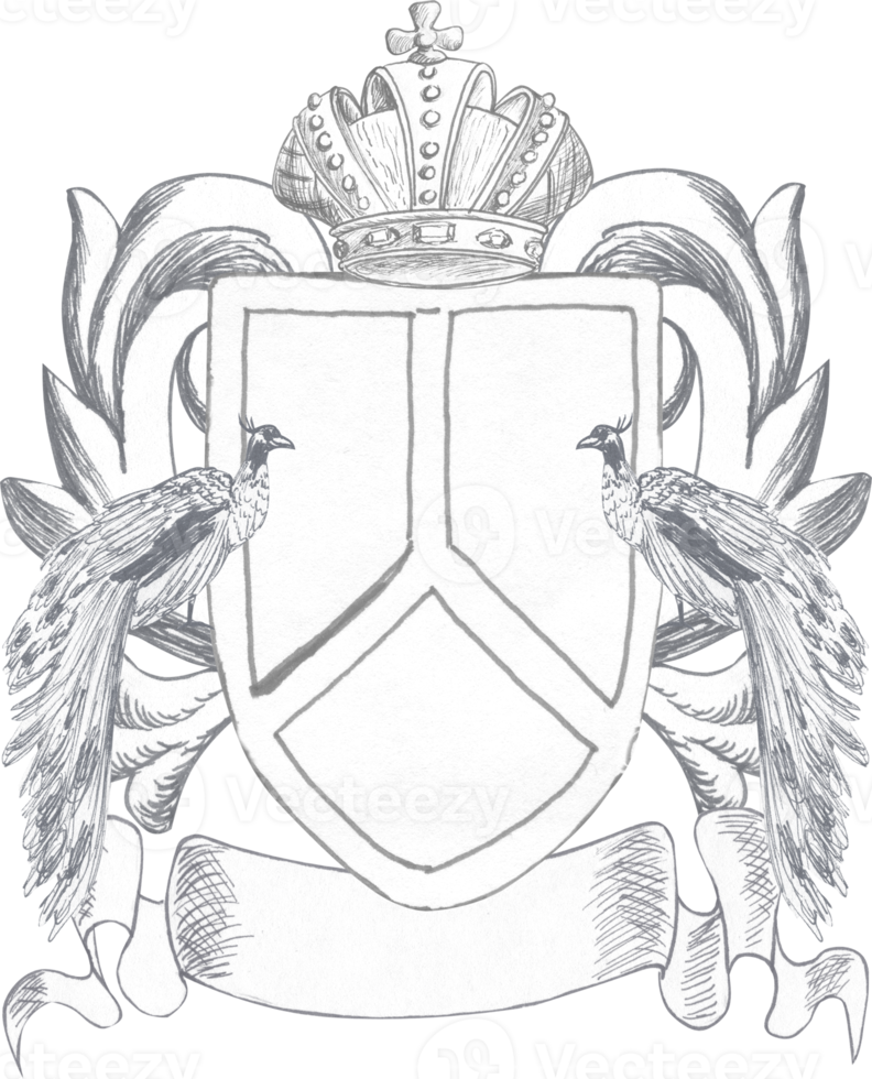 Graphic drawing of the family coat of arms for decorating a baroque wedding png