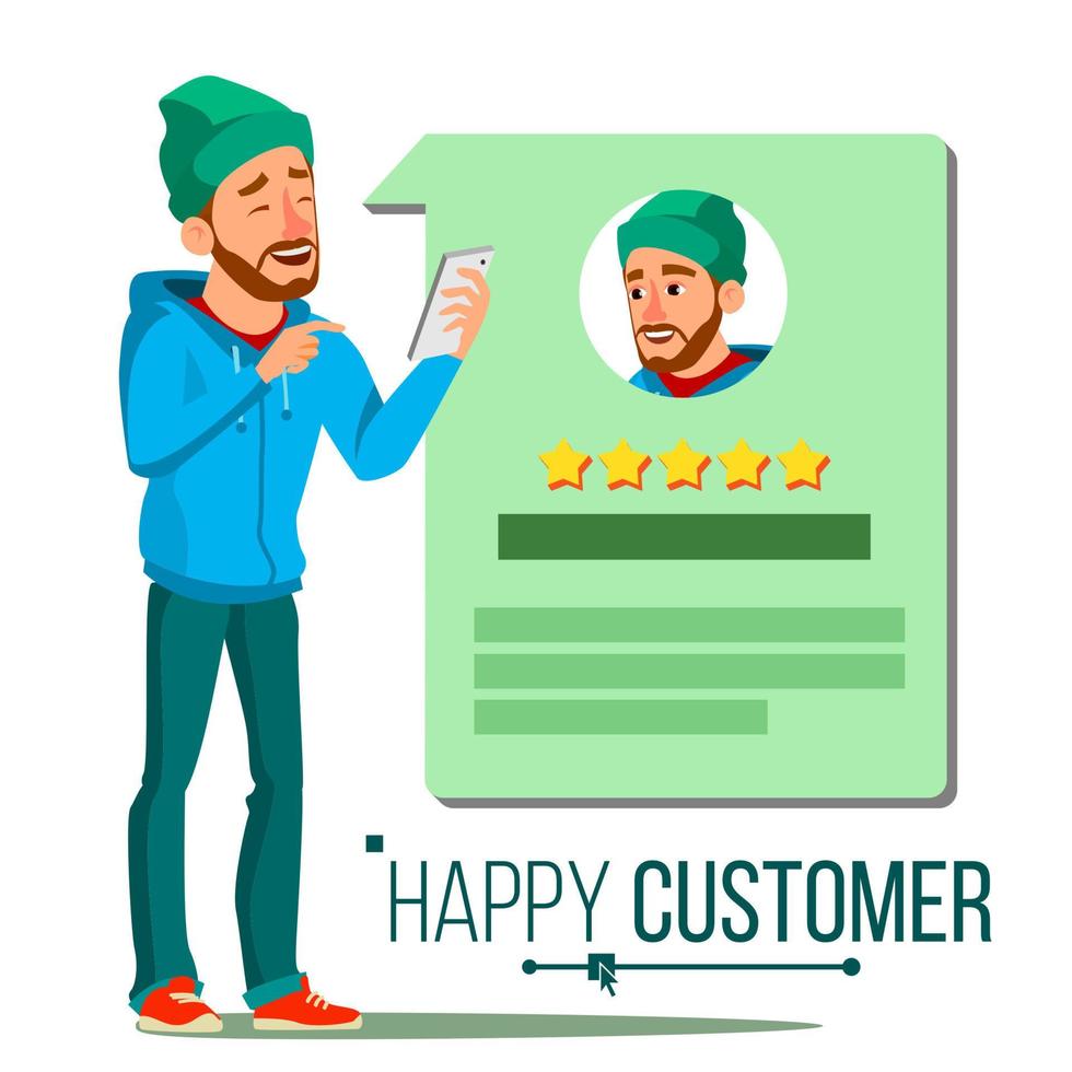 Happy Client Vector. Positive Testimonials. Happiness. Isolated Flat Cartoon Character Illustration vector