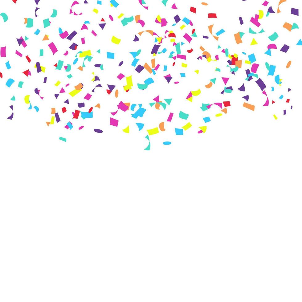 Confetti Falling Vector. Bright Explosion Isolated On White. Background For Birthday, Anniversary, Party, Holiday Decoration. vector