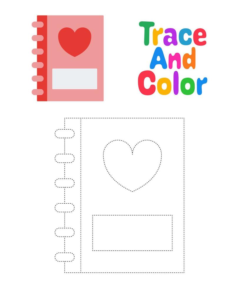 Book tracing worksheet for kids vector