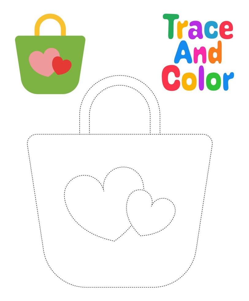 Bag tracing worksheet for kids vector