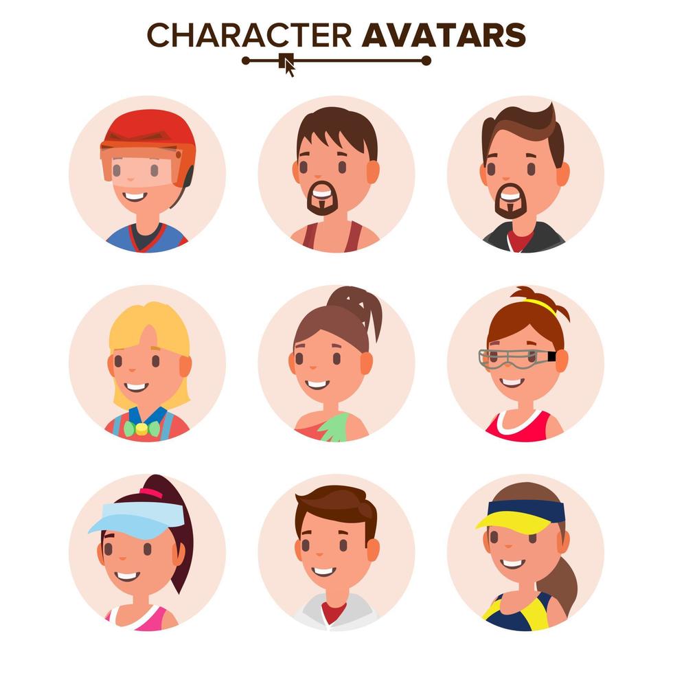 Character People Avatar Set Vector. Face. Default Avatar Placeholder. Cartoon, Comic Art Flat Isolated Illustration vector