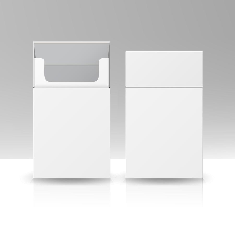 caja de paquete en blanco de cigarrillos plantilla de vector 3d para diseño. paquete abierto de cigarrillos aislado