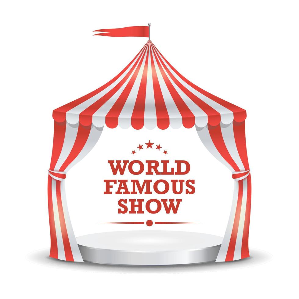 Circus Tent Vector. Red And White Stripes. Cartoon Circus Classic Marquee Tent. Isolated Illustration vector