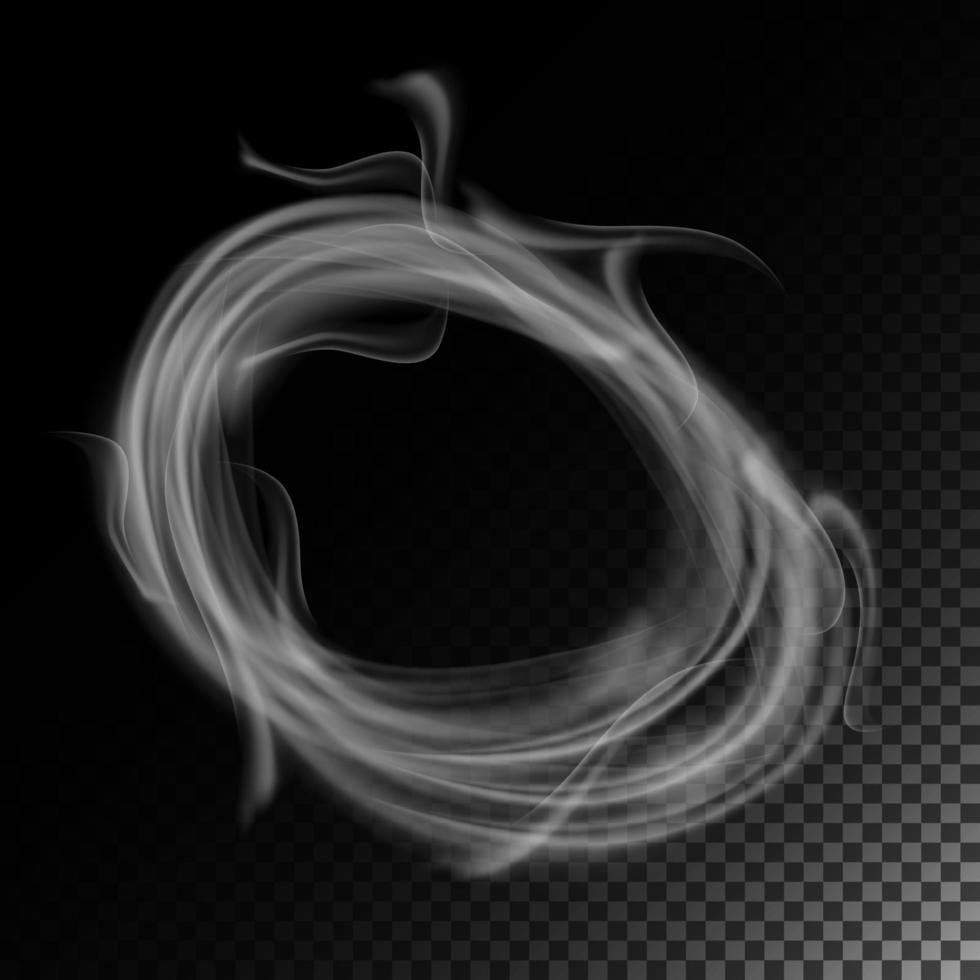 vector de ondas de humo de cigarrillo realista. conjunto de humo abstracto, efecto humo realista. anillos de humo