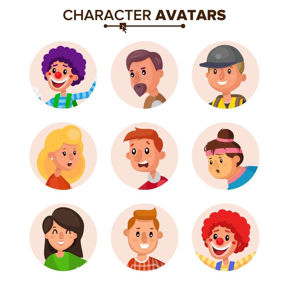 vector de colección de avatares de personajes de personas. avatar predeterminado. ilustración aislada plana de dibujos animados