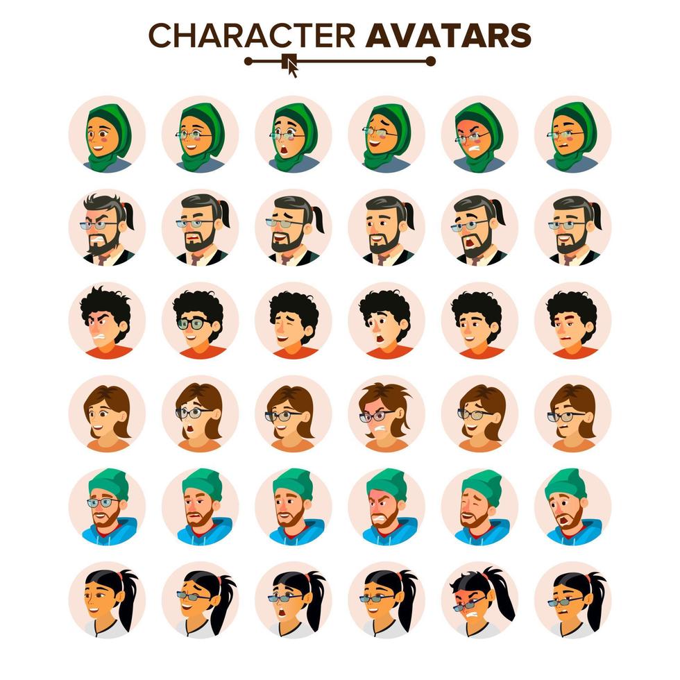 Business People Avatar Set Vector. Man, Woman. Face, Emotions. Cartoon Illustration vector