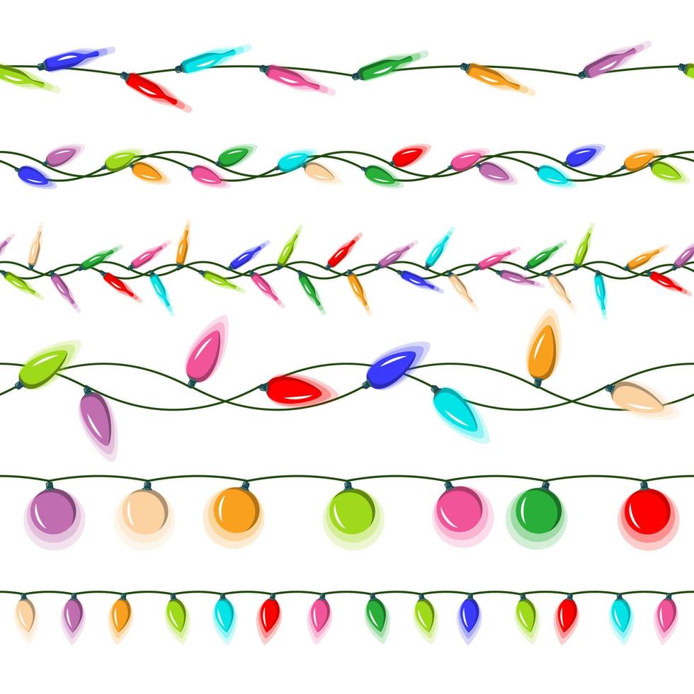 Christmas Lights Vector. Garlands, Christmas Decorations. Isolated On White Background Illustration vector