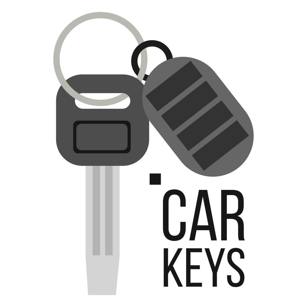 Keys Car Vector. Icon Of Auto Key. Keychain Lock Sign. Isolated Flat