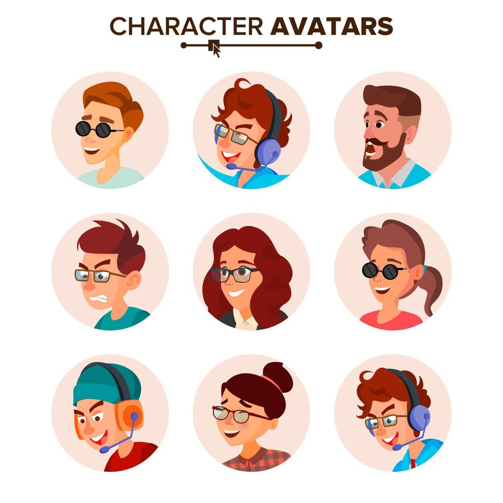 Character People Avatar Set Vector. Face. Default Avatar Placeholder. Cartoon, Comic Art Flat Isolated Illustration vector