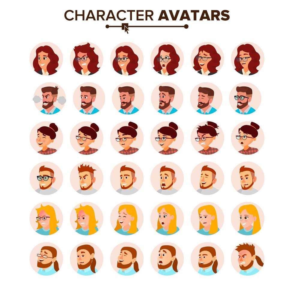 Business People Avatar Vector. Man, Woman. Face, Emotions. People Character Avatar Placeholder. Office Worker Person. Male, Female. Cartoon Illustration vector