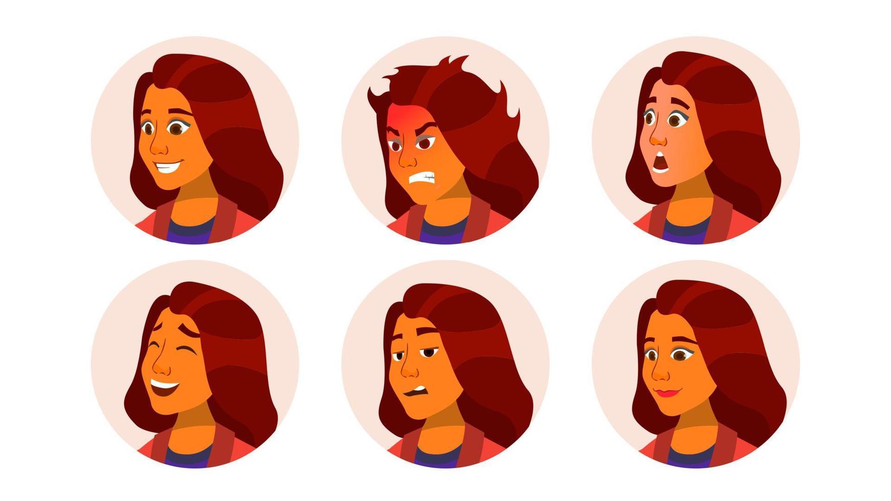 avatar icono mujer vector. emociones cómicas. gerente plano guapo. ilustración de personaje de dibujos animados vector