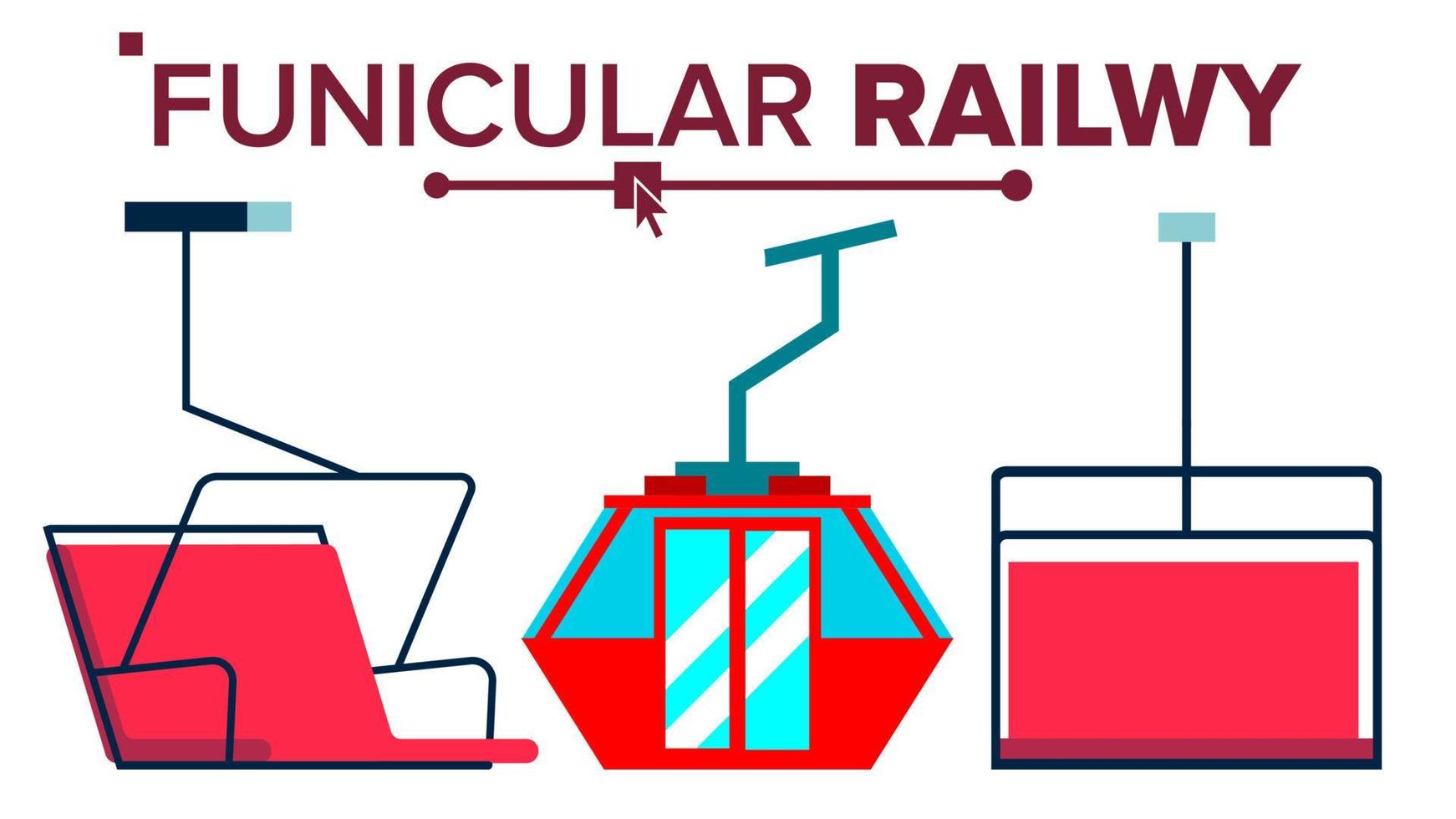 Funicular Vector. Mountain Railway. Ski Cable Car. Isolated Flat Illustration vector