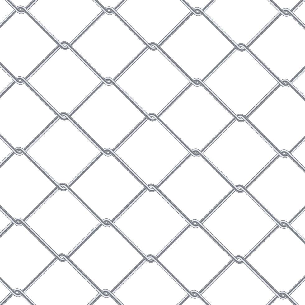 Chain Link Fence Background. Industrial Style Wallpaper. Realistic Geometric Texture. Steel Wire Wall Isolated On White. Vector illustration