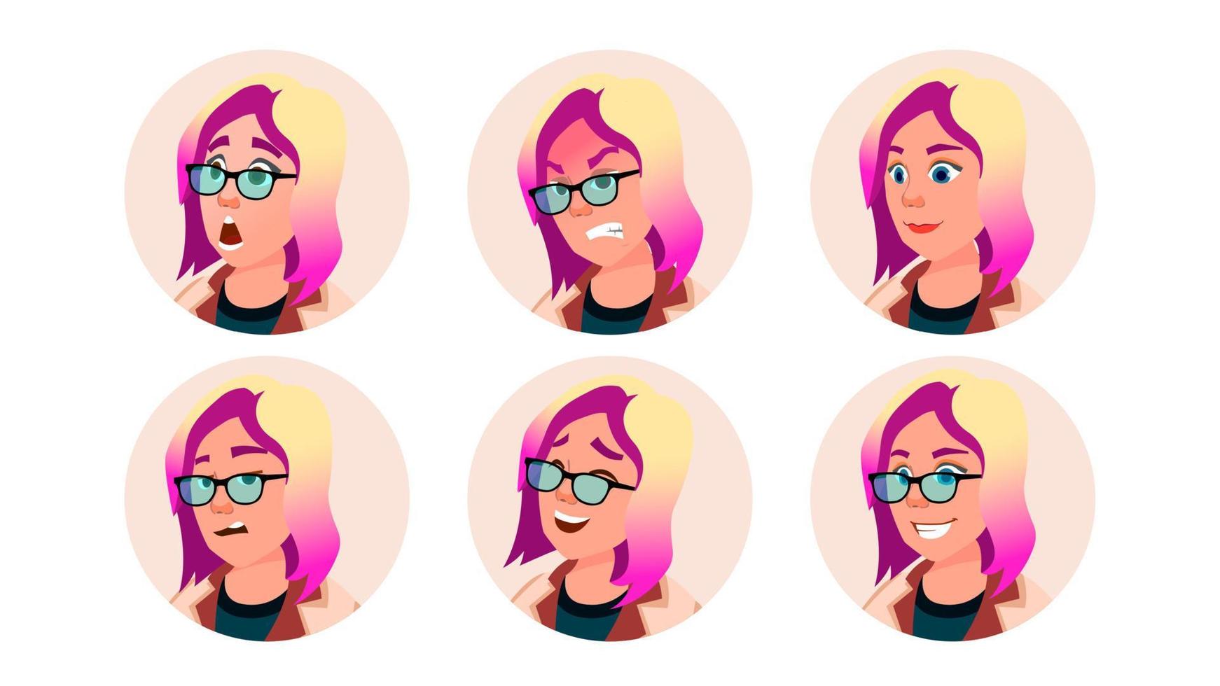 Avatar Icon Woman Vector. Comic Face Art. Cheerful Worker. Cartoon Character Illustration vector