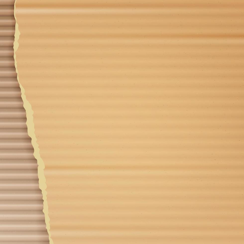 Corrugated Cardboard Vector Background. Realistic Texture Ripped Cardboard Wallpaper With Torn Edges. Logistics Service, Warehouse, Transportation Concept. Vector illustration