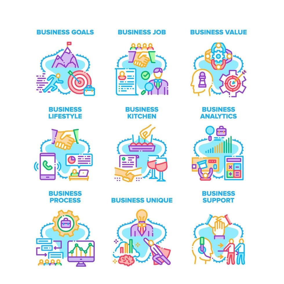 Business Process Set Icons Vector Illustrations