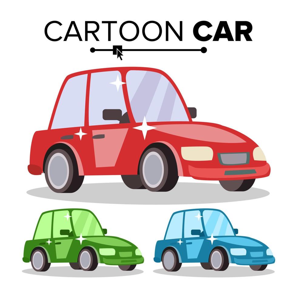 vector de coche de dibujos animados. registro, verde, azul. estilo plano aislado en la ilustración blanca.